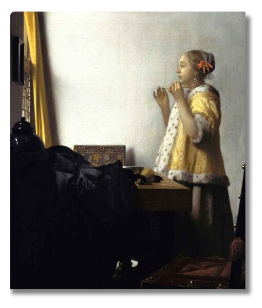 Obraz Vermeer – Žena s perlovým náhrdelníkom