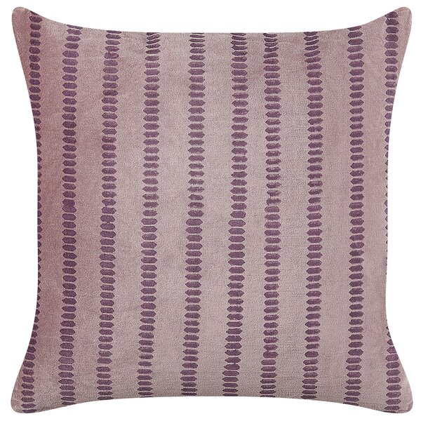 Súprava 2 dekoratívnych vankúšov ružový zamat a bavlna 45 x 45 cm pruhovaný vzor bloková potlač boho dekorácia