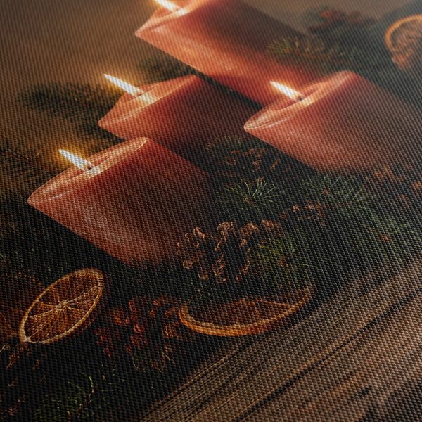 Obraz adventné sviečky s ihličím