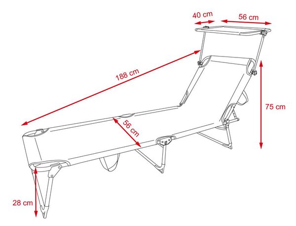 Set 2ks relaxačných lehátok s nastaviteľnou strieškou SEBASTIAN