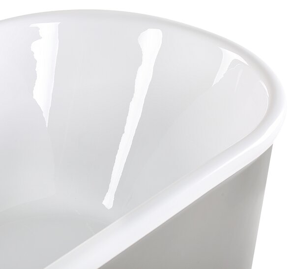 Voľne stojaca vaňa strieborná akrylát 170 x 80 cm lesklá povrchová úprava oválny tvar pre 1 osobu minimalistický dizajn moderný štýl kúpeľňa