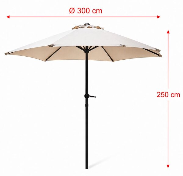 Naklápací záhradný slnečník AVENBERG SUNNY BASIC 300, priemer 3M, béžová