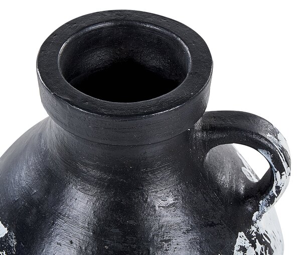 Dekoratívna váza biela čierna terakota 33 cm ručne maľovaná moderný rustikálny štýl dekorácie doplnky