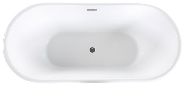 Voľne stojaca vaňa strieborná akrylát 170 x 80 cm lesklá povrchová úprava oválny tvar pre 1 osobu minimalistický dizajn moderný štýl kúpeľňa