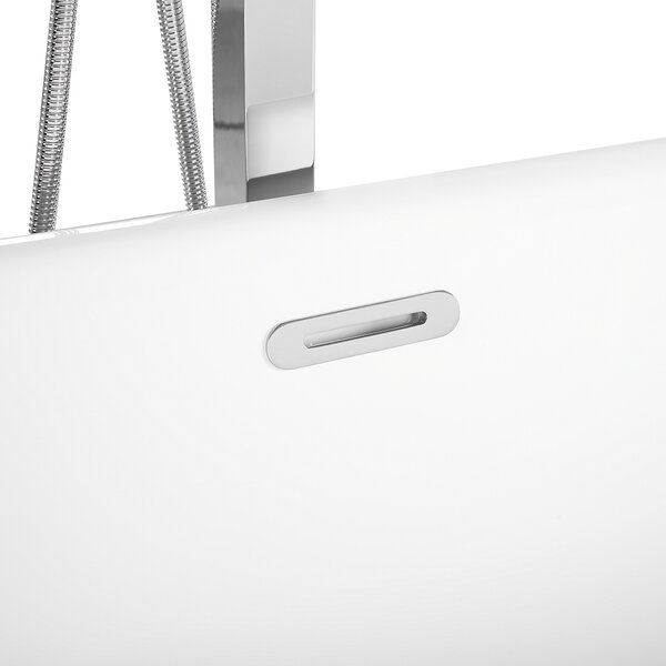 Voľne stojaca vaňa strieborná akrylát 170 x 80 cm lesklá povrchová úprava oválny tvar pre 1 osobu minimalistický dizajn moderný štýl kúpeľňa