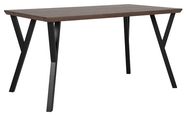 Jedálenský stôl tmavé drevo čierne kovové nohy 140 x 80 cm obdĺžnikový pre 6 osôb industriálny dizajn