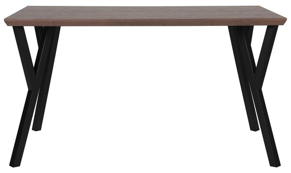 Jedálenský stôl tmavé drevo čierne kovové nohy 140 x 80 cm obdĺžnikový pre 6 osôb industriálny dizajn