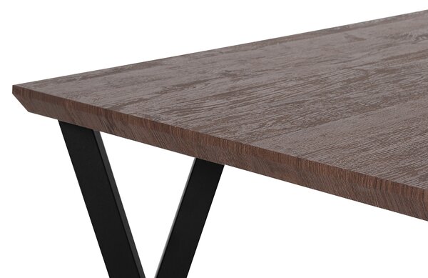 Jedálenský stôl tmavé drevo čierne kovové nohy 140 x 80 cm obdĺžnikový pre 6 osôb industriálny dizajn