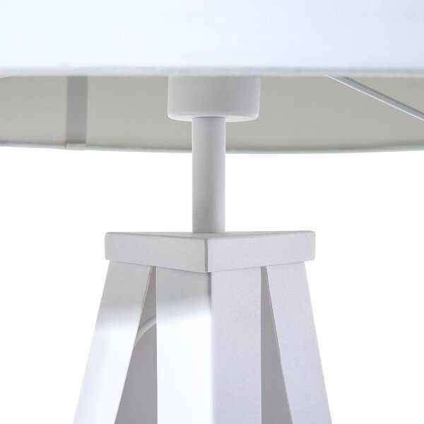 Stojaca lampa biela statívový kovový podstavec trojnožka 156 cm látkové tienidlo moderný industriálny štýl obývačka spálňa
