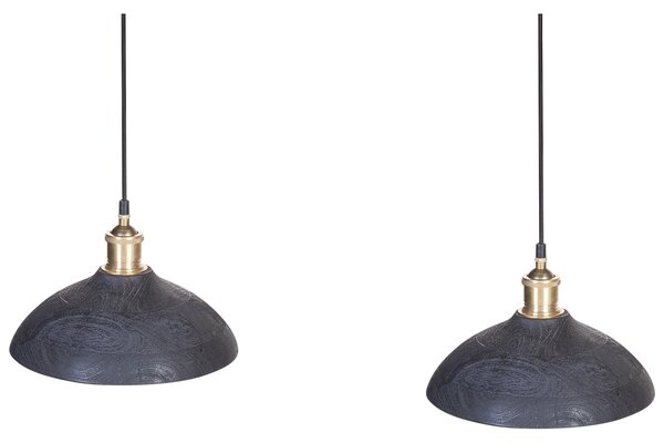 Závesná lampa čierna mosadzná prírodné drevené tienidlo boho štýl ručne vyrobené bytové doplnky