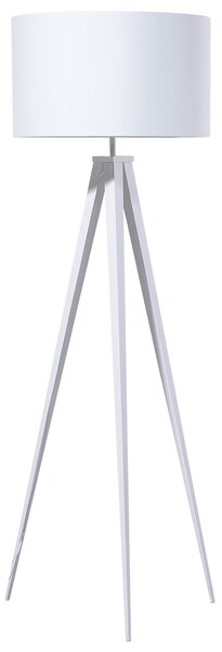 Stojaca lampa biela statívový kovový podstavec trojnožka 156 cm látkové tienidlo moderný industriálny štýl obývačka spálňa