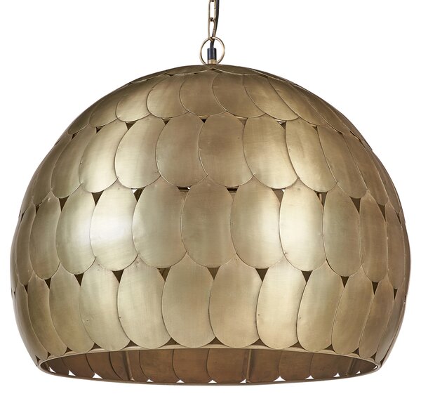 Závesná lampa mosadzná kovová guľaté tienidlo retro obývacia izba bytové doplnky