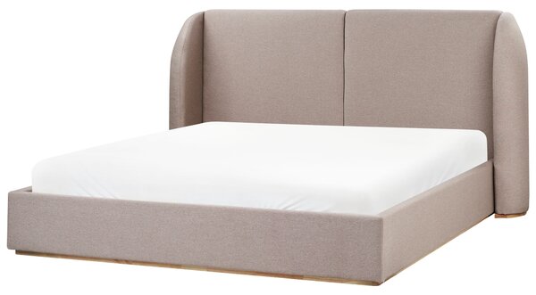 Posteľ s úložným priestorom sivobéžová látkové čalúnenie polyester 180 x 200 cm s čelom moderný štýl spálňa