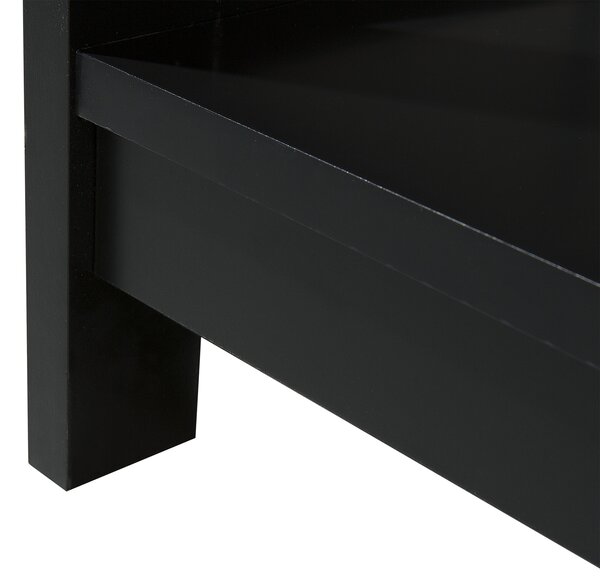 Konferenčný stolík čierny MDF 100 x 55 cm obdĺžnikový s policou moderný industriálny štýl