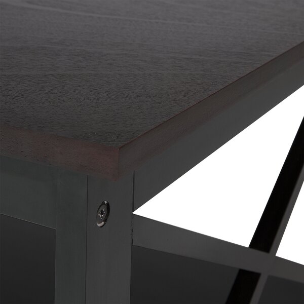Konferenčný stolík čierny MDF 100 x 55 cm obdĺžnikový s policou moderný industriálny štýl