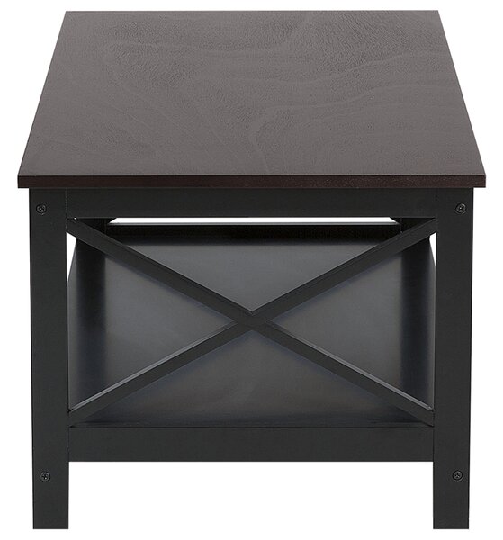 Konferenčný stolík čierny MDF 100 x 55 cm obdĺžnikový s policou moderný industriálny štýl