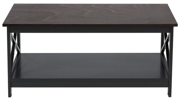 Konferenčný stolík čierny MDF 100 x 55 cm obdĺžnikový s policou moderný industriálny štýl