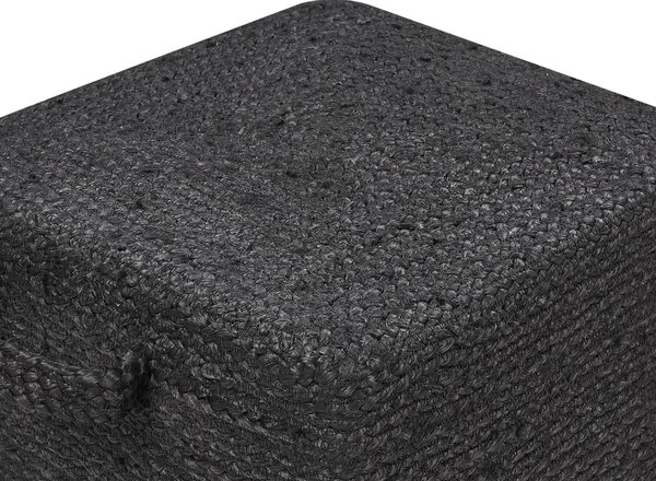Taburetka čierna juta 45 x 45 x 30 cm obdĺžnikový tvar s rúčkami podnožka puf moderný boho štýl obývačka spálňa
