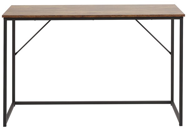 Písací stôl tmavé drevo čierny kovový rám 120 x 55 cm kancelársky stôl moderný industriálny štýl kancelária