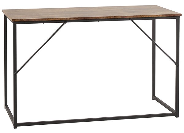 Písací stôl tmavé drevo čierny kovový rám 120 x 55 cm kancelársky stôl moderný industriálny štýl kancelária