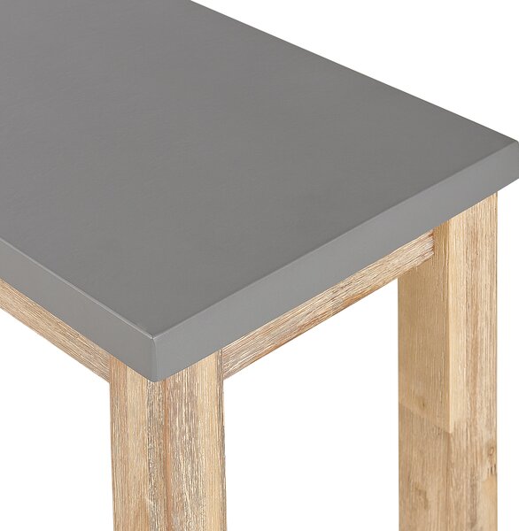 Záhradná lavica sivá svetlé akáciové drevo 160 x 40 cm betónové sedadlo 3-miestna industriálny štýl interiér exteriér