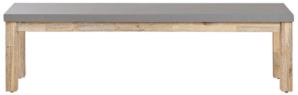 Záhradná lavica sivá svetlé akáciové drevo 160 x 40 cm betónové sedadlo 3-miestna industriálny štýl interiér exteriér