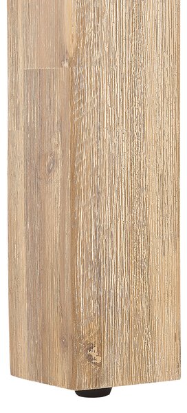 Záhradná lavica sivá svetlé akáciové drevo 160 x 40 cm betónové sedadlo 3-miestna industriálny štýl interiér exteriér