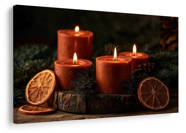 Obraz vianočné sviečky s pomarančmi