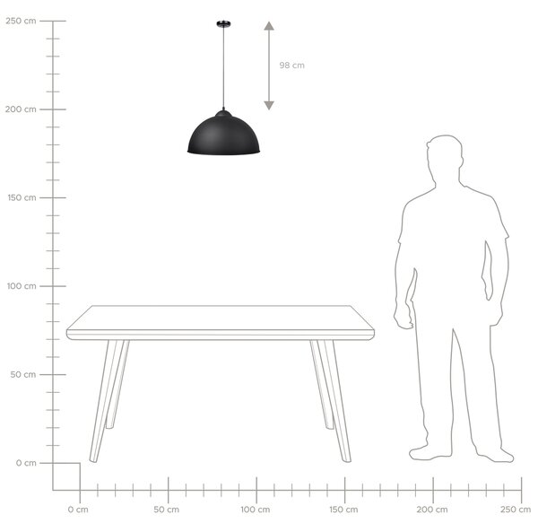 Závesná lampa matná čierna polkruhové tienidlo na 1 žiarovku industriálne moderné svietidlo