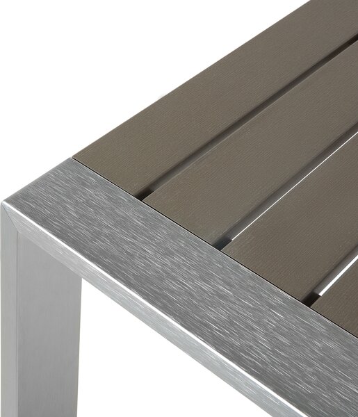 Záhradný konferenčný stolík tmavosivá hliník 90 x 50 cm kovový rám vrchná doska zo syntetického materiálu moderný štýl exteriér
