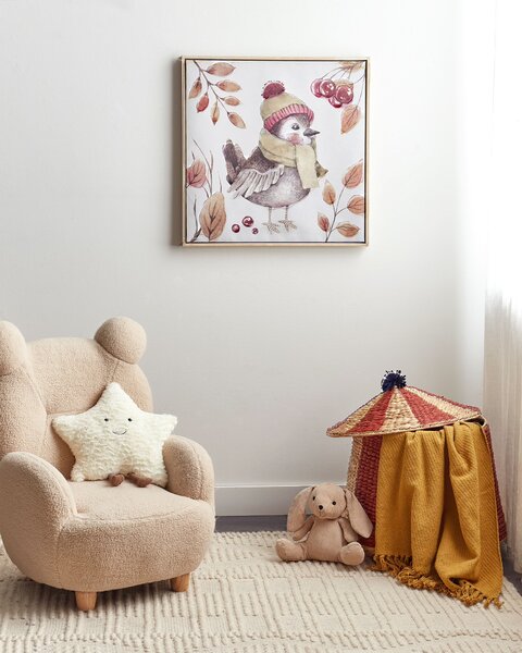 Obraz na plátne zarámovaný viacfarebný 63 x 63 cm vtáčí vzor štvorcový MDF rám moderný štýl obývacia izba detská izba