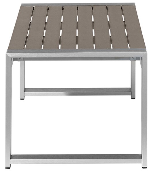Záhradný konferenčný stolík tmavosivá hliník 90 x 50 cm kovový rám vrchná doska zo syntetického materiálu moderný štýl exteriér
