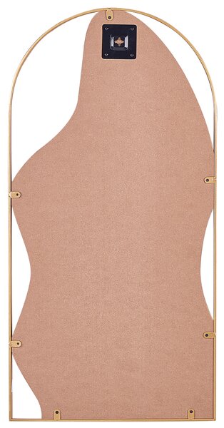 Nástenné zrkadlo zlaté kovové oválne 41 x 81 cm na stenu bytové doplnky moderné minimalistické obývacia izba spálňa chodba
