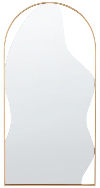 Nástenné zrkadlo zlaté kovové oválne 41 x 81 cm na stenu bytové doplnky moderné minimalistické obývacia izba spálňa chodba