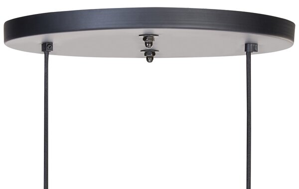 Závesná lampa čierna mosadzná prírodné drevené tienidlo boho štýl ručne vyrobené bytové doplnky