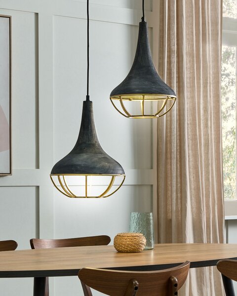 Závesná lampa čierna mosadzná prírodné drevené tienidlo boho štýl ručne vyrobené bytové doplnky