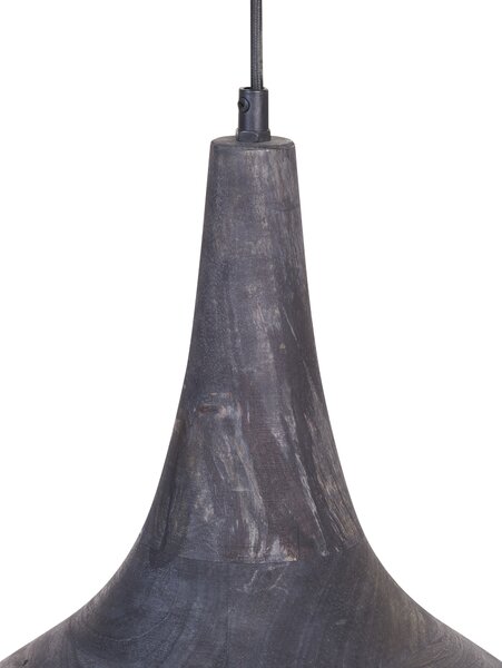 Závesná lampa čierna mosadzná prírodné drevené tienidlo boho štýl ručne vyrobené bytové doplnky