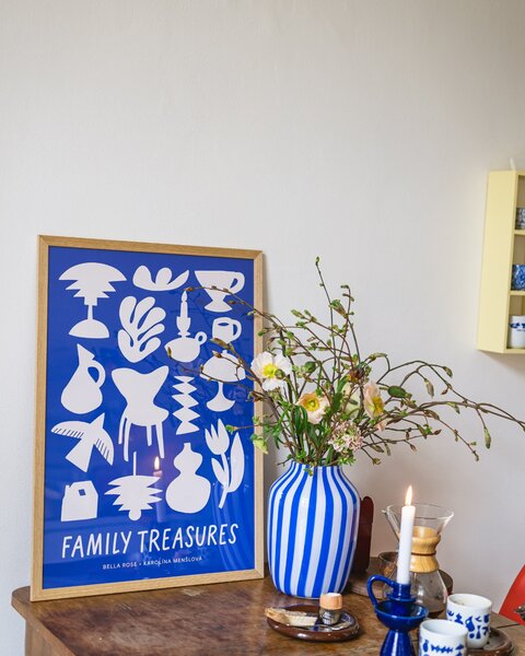 Plagát Family Treasures Beige / Blue 30 x 40 cm