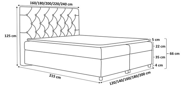 Elegantná čalúnená posteľ 180x200 MAXIMO - sivá + topper ZDARMA