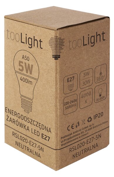 Toolight LED žiarovka studená LED RSL020 E27 5W Neutral