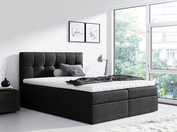 Jednoduchá posteľ Rex 200x200, čierna + TOPPER