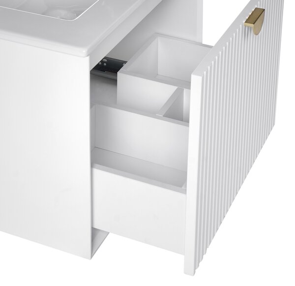 Závesná kúpeľňová skrinka s umývadlom biela MDF 60 x 43 cm s 2 zásuvkami úložný priestor moderný štýl kúpeľňa