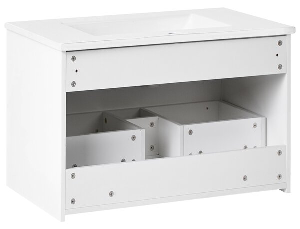 Závesná kúpeľňová skrinka s umývadlom biela MDF 60 x 43 cm s 2 zásuvkami úložný priestor moderný štýl kúpeľňa