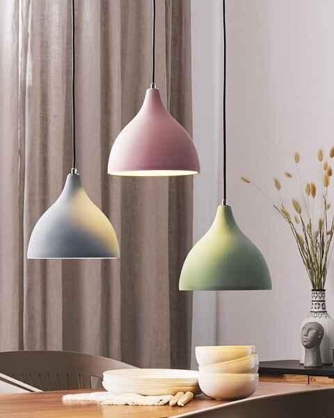 Závesná lampa svetlosivá betónový vzhľad škandinávsky moderný štýl stropné svetlo obývačka jedáleň