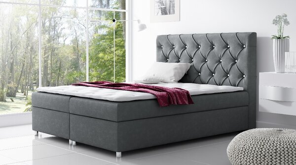 Čalúnená posteľ s úložným priestorom VIVIEN - 120x200, sivá + topper zdarma
