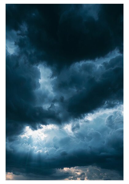 Obraz tmavé mraky s lúčmi svetla