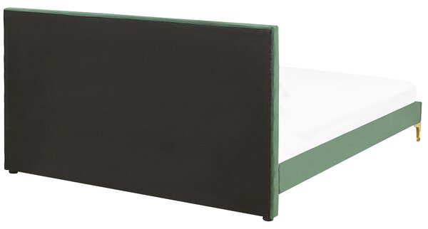 Rám postele 180 x 200 cm zelené zamatové čalúnenie s čelom zlaté nohy spálňa moderný glamour štýl