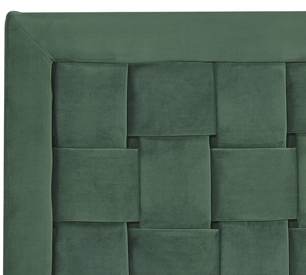 Rám postele 180 x 200 cm zelené zamatové čalúnenie s čelom zlaté nohy spálňa moderný glamour štýl