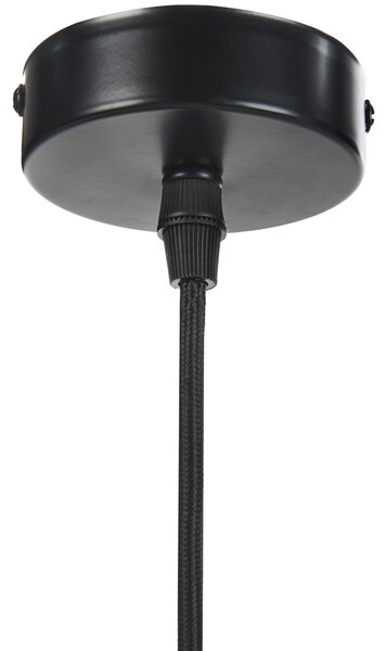Závesná lampa čierna topoľové drevo okrúhle nastaviteľné tienidlo stropné svietidlo