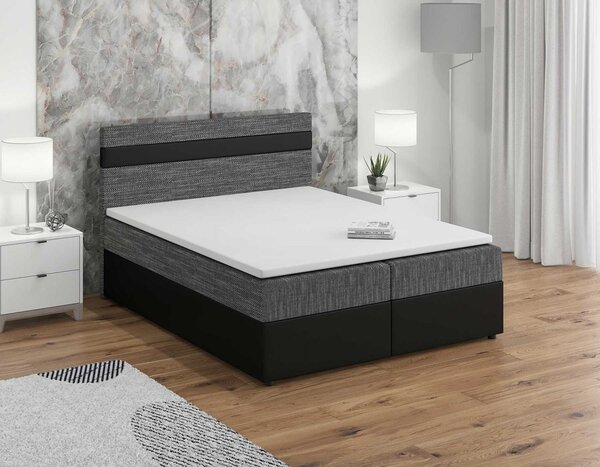 Boxspringová posteľ 180x200 SISI, šedá + čierna eko koža